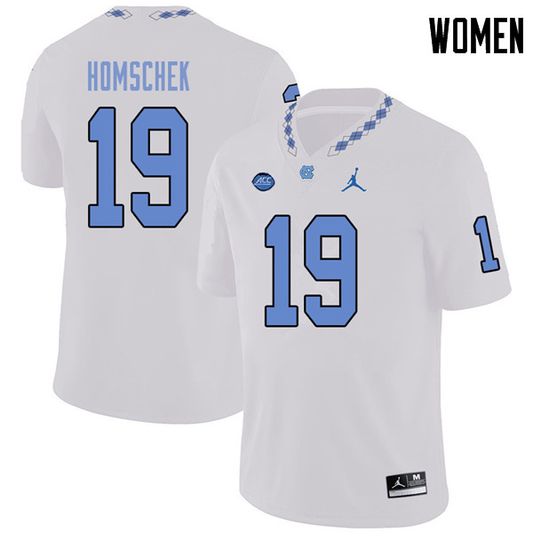 Jordan Brand Women #19 Drew Homschek North Carolina Tar Heels College Football Jerseys Sale-White
